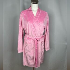 Juicy Couture Soft Cuddly Barbie Pink Plush Signature Belted Robes L/XL